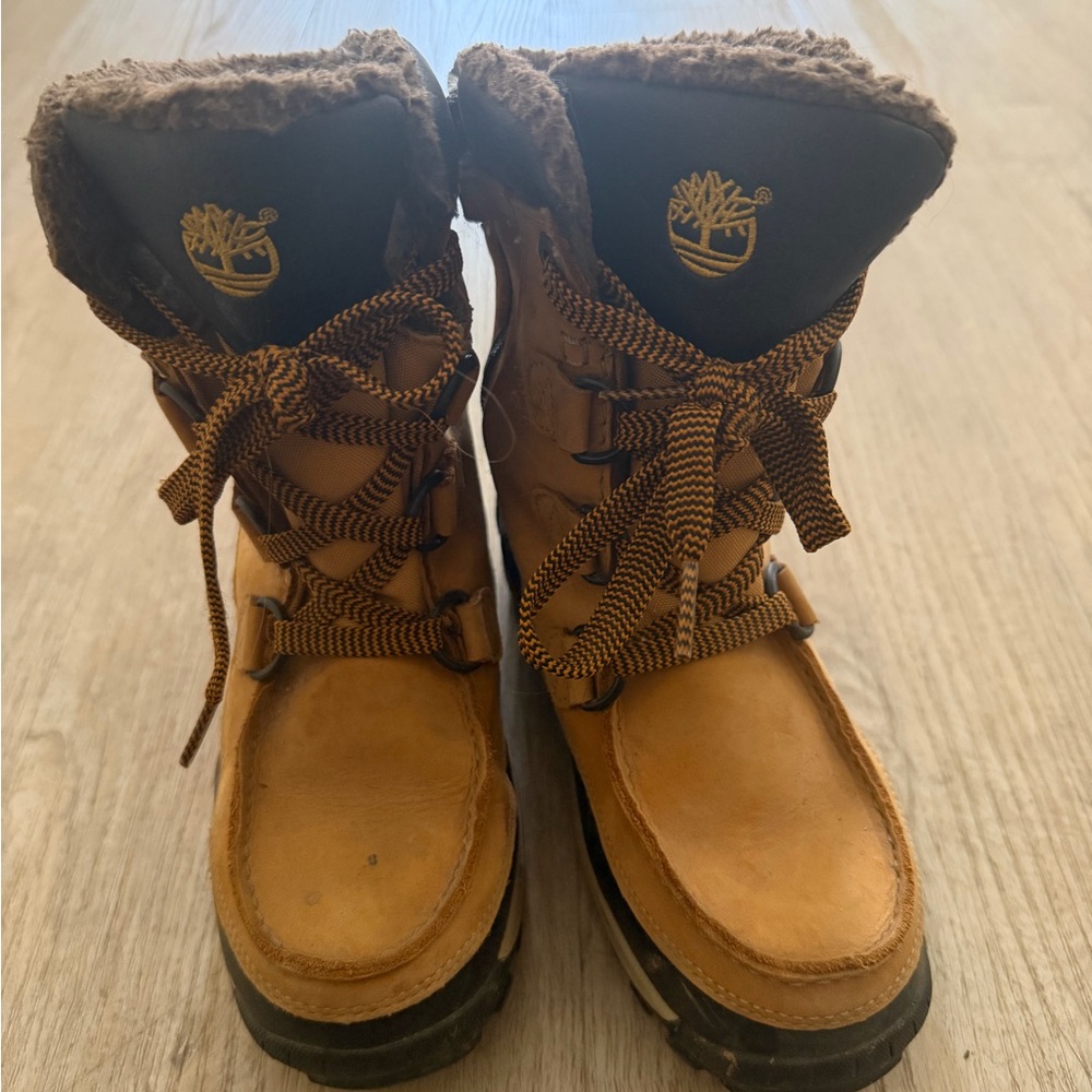 Timberland Kids Tan and Black Boots